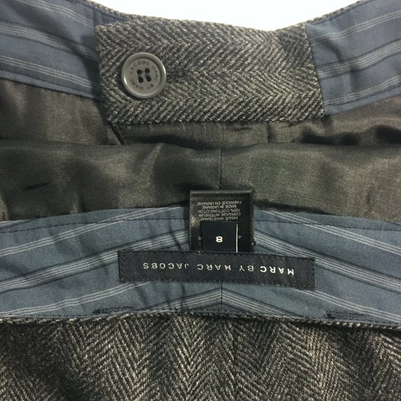 Beautiful NWT Wool Blend Trousers Flat Front Great Details CHARCOAL GRAY SZ 8 - Picture 5 of 13